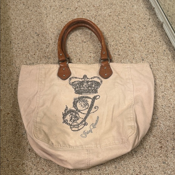 Juicy Couture Handbags - Y2K Juicy Couture Beige Tote with Brown Leather Handles
